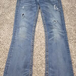 Silver Jeans Co Aiko Low Bootcut Thick Stitch Distressed W31 L33 Tall Y2K Rodeo
